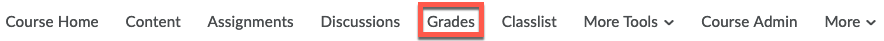 Grades on the NavBar