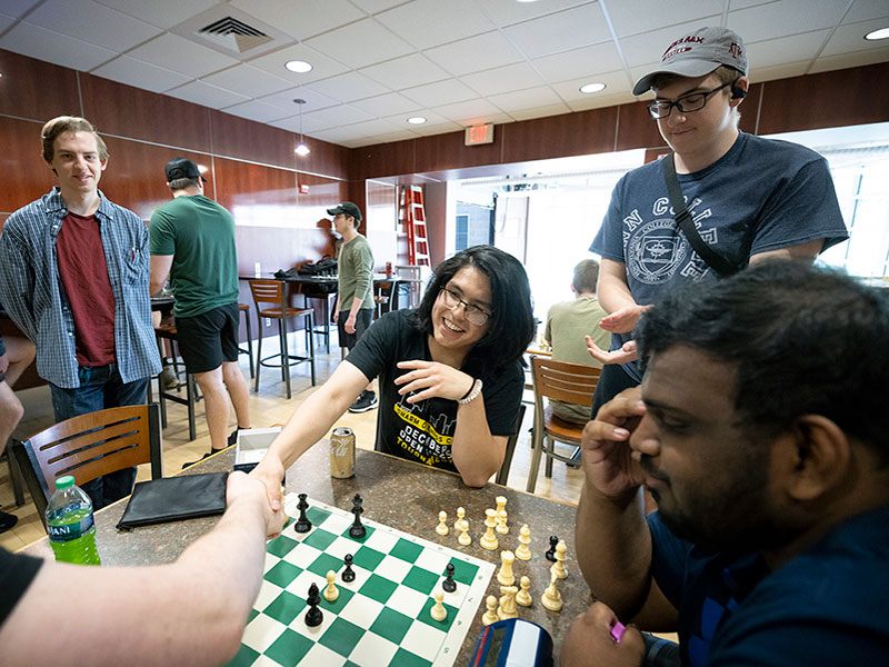 Student playing chess